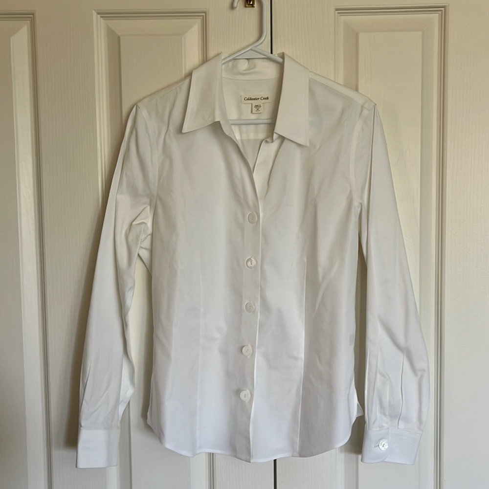 Cold water Creek Tailored Crisp White Blouse